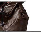 Jaqueta de Couro Masculina Premium com Capuz Removível