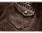 Jaqueta de Couro Masculina Premium com Capuz Removível