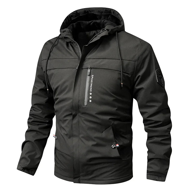 Jaqueta Masculina de Inverno com Capuz Estilo Parka Forrada