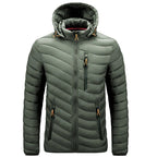 Jaqueta Masculina Puffer Leve com Capuz e Isolamento Térmico
