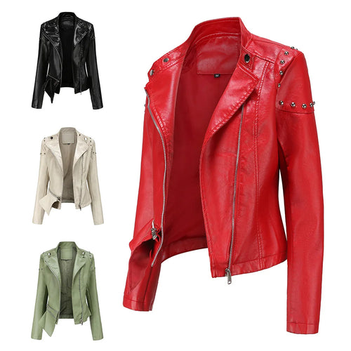 Jaqueta Feminina Estilo Motociclista com Gola Alta - (Promoção de Inverno 2026)