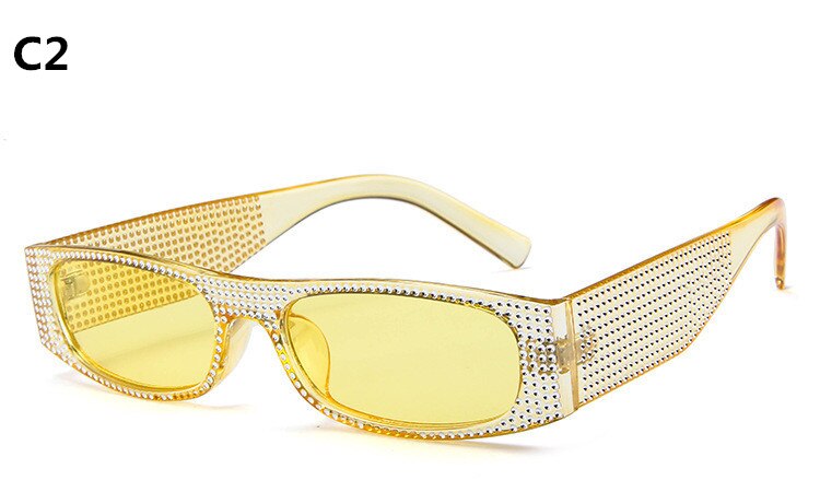 Óculos de Sol Vintage Retangular Strass Rioston UV400 (FRETE GRÁTIS)