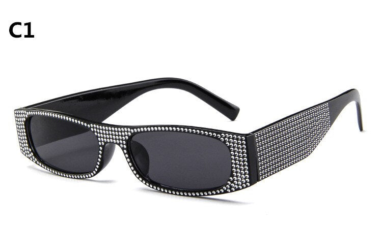 Óculos de Sol Vintage Retangular Strass Rioston UV400 (FRETE GRÁTIS)