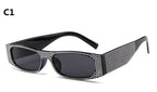 Óculos de Sol Vintage Retangular Strass Rioston UV400 (FRETE GRÁTIS)