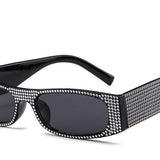 Óculos de Sol Vintage Retangular Strass Rioston UV400 (FRETE GRÁTIS)