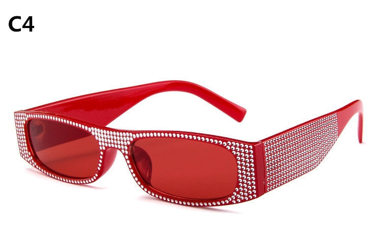 Óculos de Sol Vintage Retangular Strass Rioston UV400 (FRETE GRÁTIS)